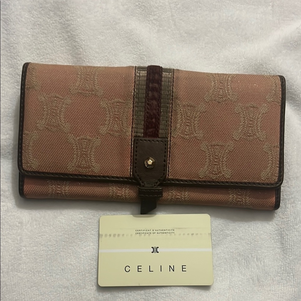 Celine Pink and Brown Wallet with Authentication card